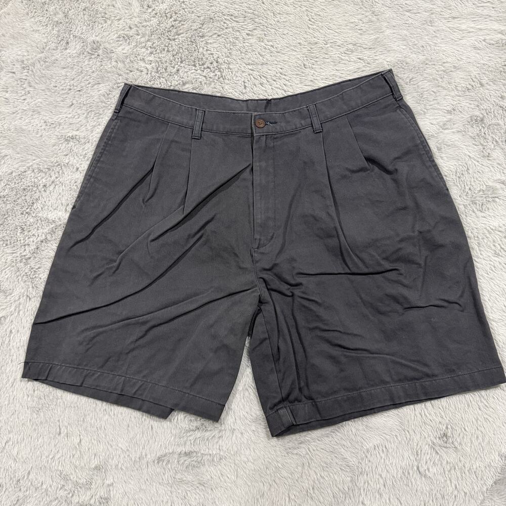 Chaps Ralph Lauren Shorts Mens 36 Gray Pleated Classic Fit Casual Cotton Chino